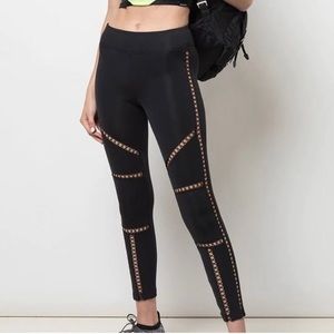 KORAL Leggings Women's Cabaret Scuba Black size small crisscross details